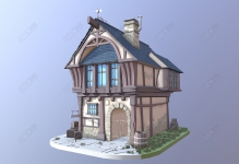 C4D��ͨ������������ģ�� Medieval House L