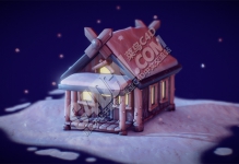 C4D����ҹ����ѩСľ����ܰ����ģ������
