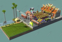 C4D��ʽ��ͨ������¥�㳡�¹Ž���ģ��