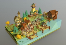C4D��ͨɽ�³Ǳ��糵�����;�ģ������