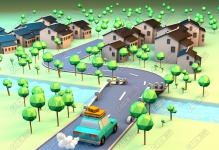 C4D��ͨ����ģ���С�������⳵˳�糵�ؼ�