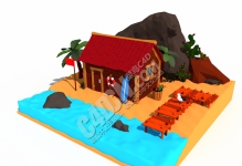 C4D��̲�ȼ�С��ģ��