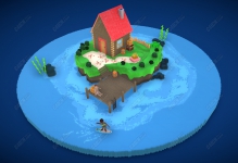 ��ͨC4D�ҵ����纣�����ӻ�ˮ����ģ��