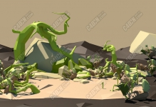C4D�Ͷ����ɳĮ��ֲ��������ģ��