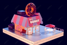 ��ͨC4D������Ȧ����ݵ��潨��ģ��