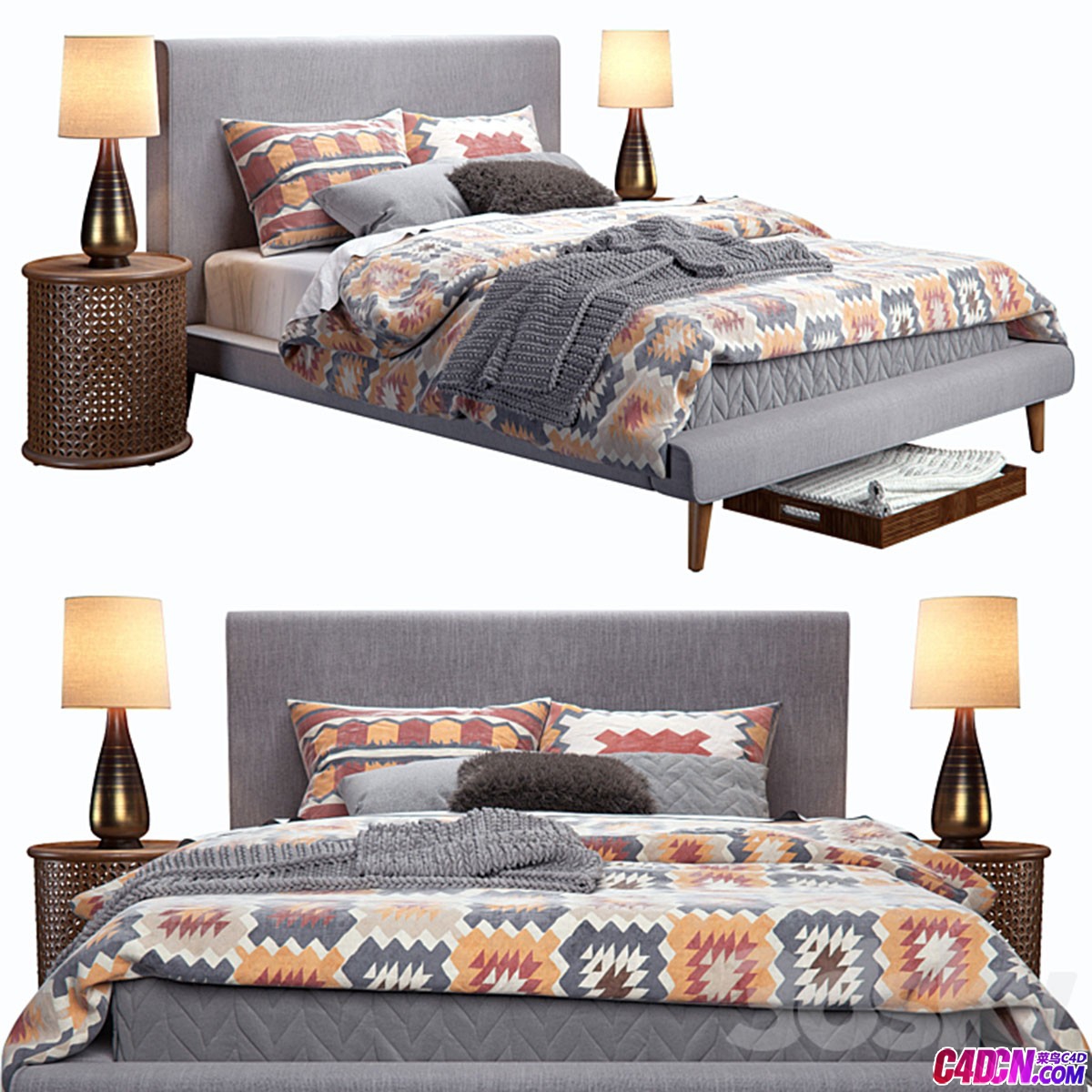 ����������ִ��������ز�ģ������ WEST ELM MOD UPHOLSTERED BED