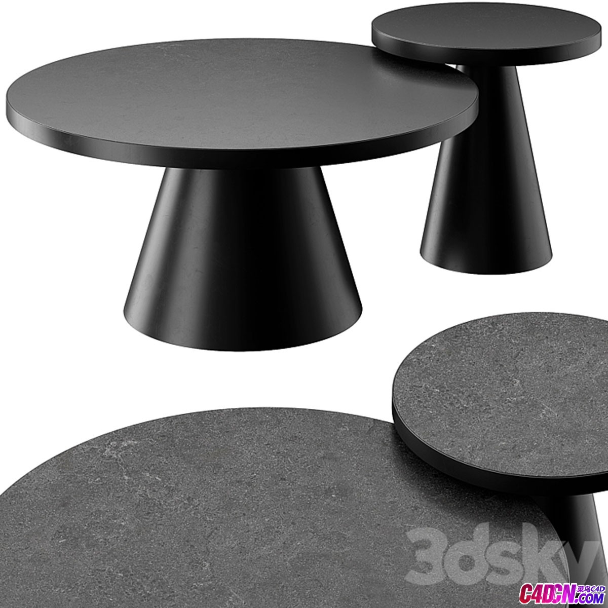 ������Ⱥ�ɫ�մ�Բ�ο��ȱ������ز�ģ������ SALONTAFEL LEEDS ROND ZWART KERAMIEK