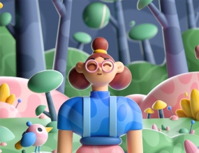 C4D��ͨ�������ɭ�ֿɰ���ͨ��ɫ��ά�廭�̳�(octane��Ⱦ��)
