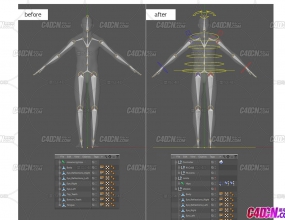Mixamo��վ��ģ�͵���Cinema 4D�Զ������󶨽ű� Default C4D Auto Rigging