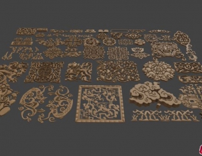 Blender�й��ŵ���ͼ��װ��ģ�� CHINESE CLASSICAL CARVED PATTERN DECORATION