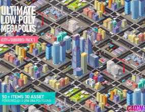 �Ͷ���γ���¥��3Dģ�� Low Poly Megapolis City Pack