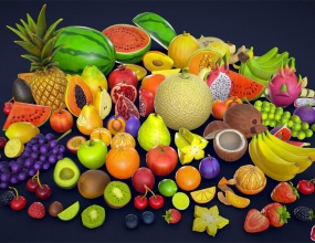 Blender���ˮ���ϼ��Ͷ����ģ�� stylized fruits collection low poly