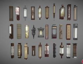 Blender�й����ǽ��ϵ��ģ�� CHINESE WIND WALL LAMP COLLECTION