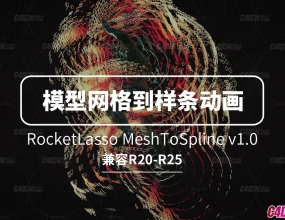 C4Dģ����������������Ч��� RocketLasso MeshToSpline v1.0