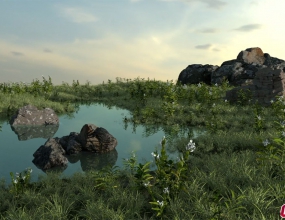 C4D+Redshift��Ⱦ��Ұ��ɽ���ݵ���Ȼ���������˽�ģ��Ⱦ�̳�